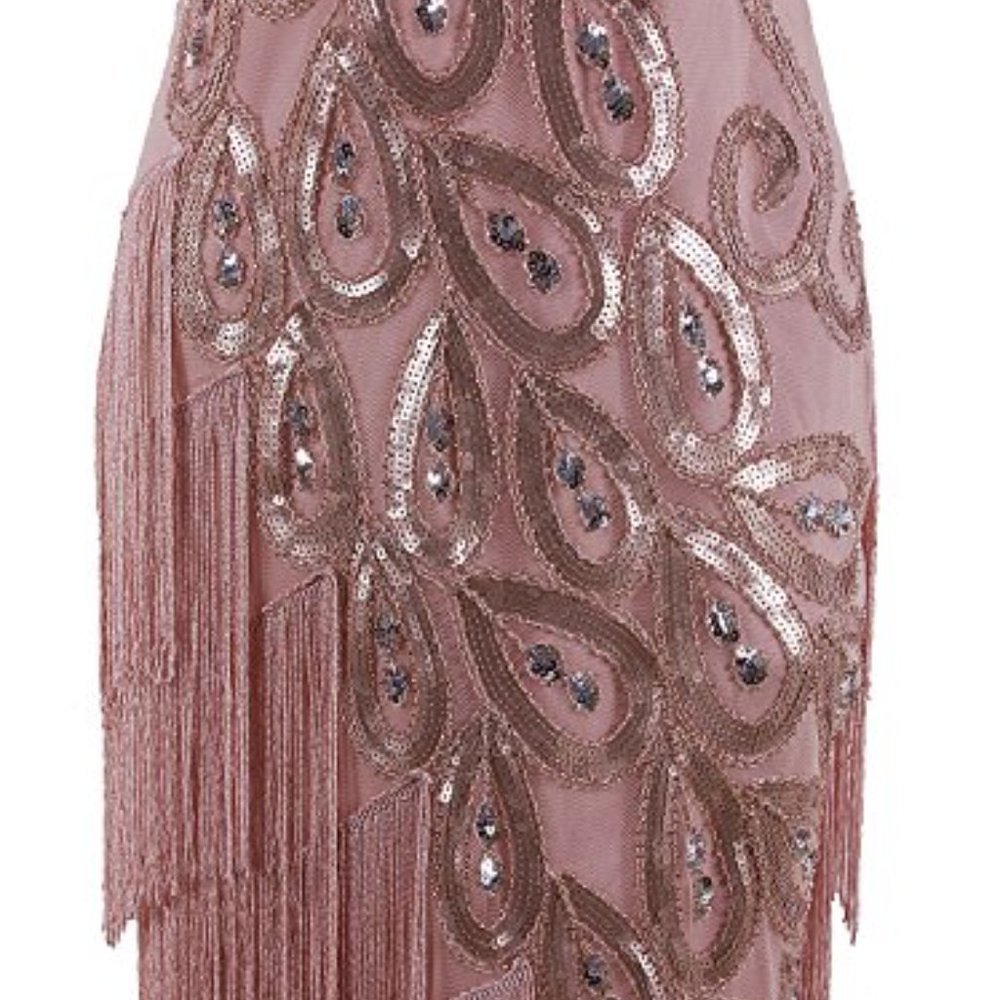 Vintage 1920s BRAND NEW Champagne Gold Dress - Picture 2 of 2